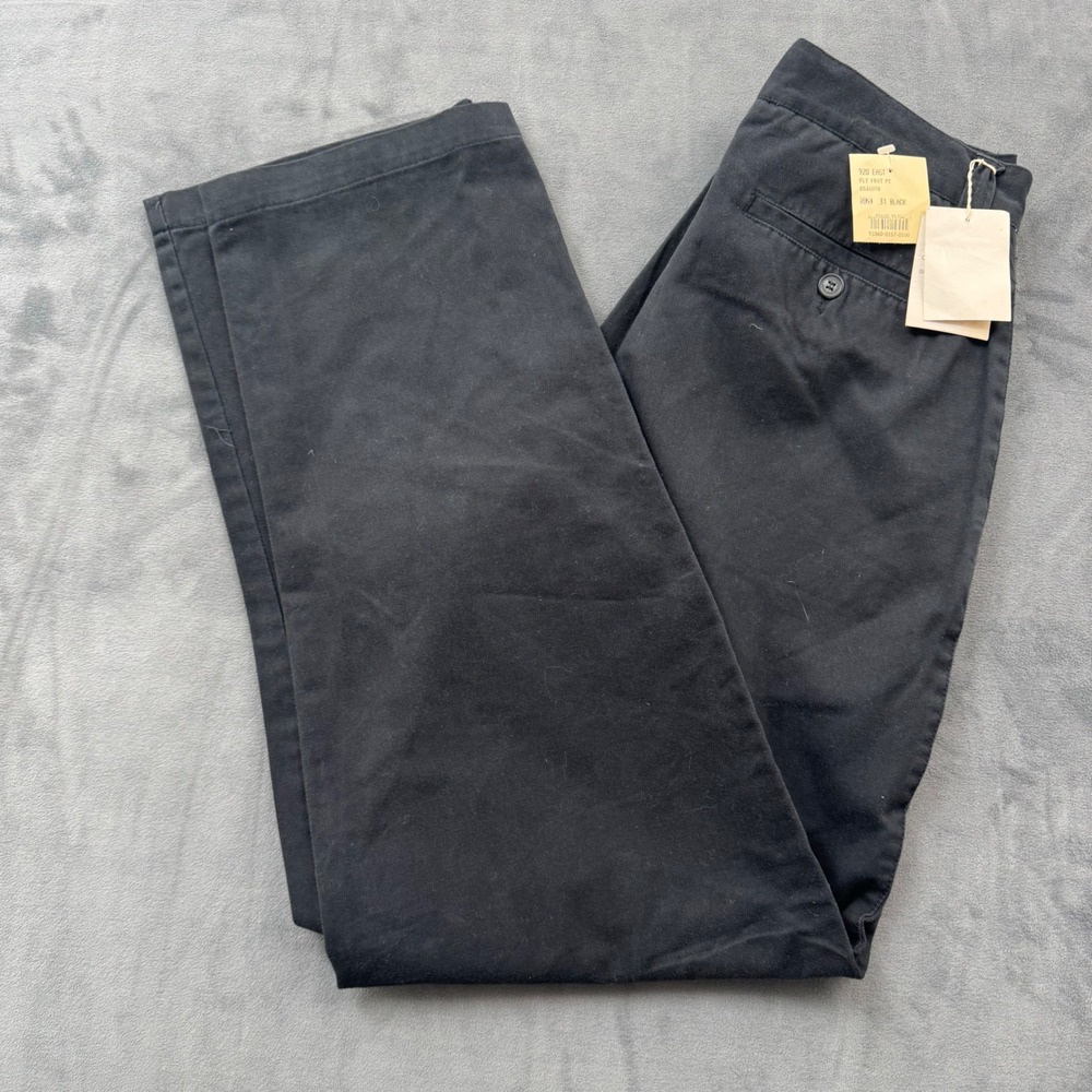 920 East Sportswear Mens Black Cotton Twill Flat Front Chino Pants Size 31 NWT